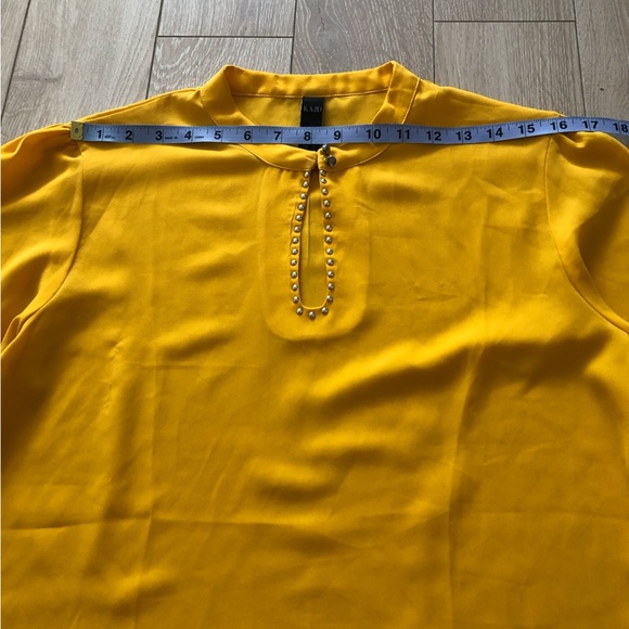 Kazo Mustard Yellow Long Sleeve Blouse Size L - Picture 2 of 14